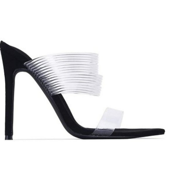 Cape Robbin Hess Stiletto High Heel Clear Strappy Pointed Open Toe Shoes - Picture 1 of 2